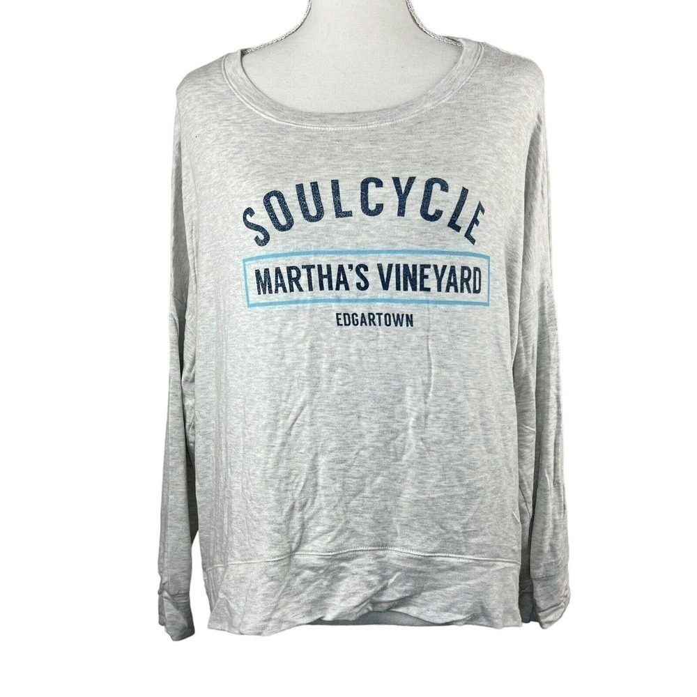SoulCycle Gray Long Sleeve Crewneck Shirt L Edgartown Martha's Vineyard